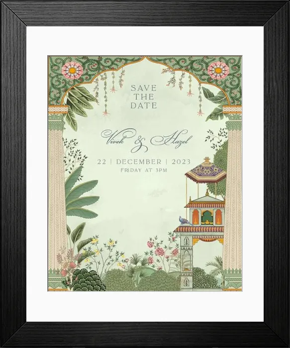 Framed Print : Traditional Mughal Wedding Invitation Card. Invitation card for printing vector illustration Framed Print : Traditional Mughal Wedding Invitation Card. Invitation card for printing vector illustration