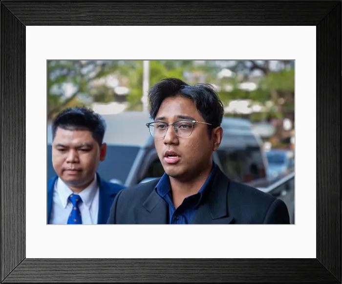 Framed Print : Bangkok MP Chaiyamphawan Manpianjit speaks to media during his report Framed Print : Bangkok MP Chaiyamphawan Manpianjit speaks to media during his report