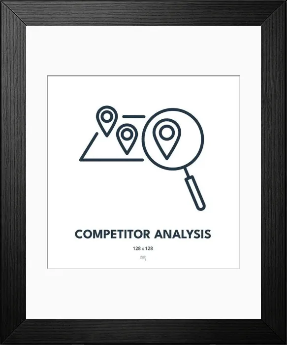 Framed Print : Competitor Analysis Icon. Market Research, Comparison, Strategy. Editable Stroke. Simple Vector Icon Framed Print : Competitor Analysis Icon. Market Research, Comparison, Strategy. Editable Stroke. Simple Vector Icon