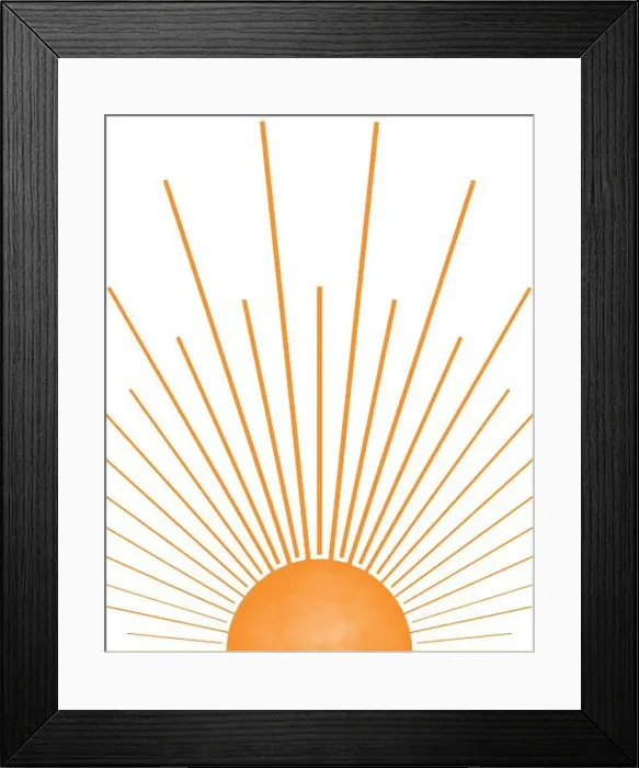 Framed Print : Orange Sun Burst Illustration, Boho Sun Print Framed Print : Orange Sun Burst Illustration, Boho Sun Print