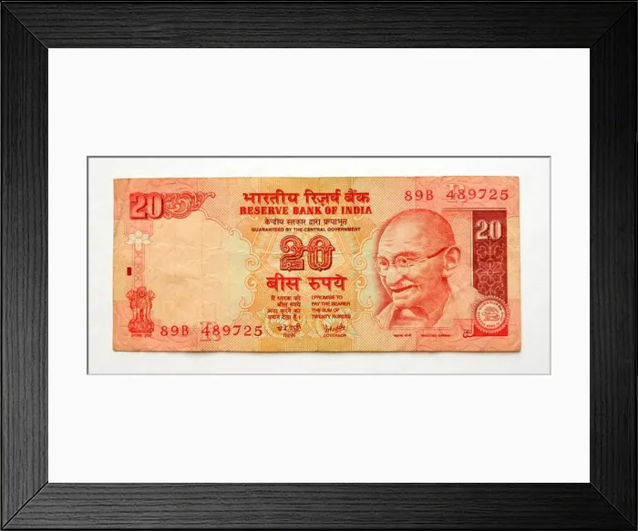 Framed Print : India 20 Rupee bank note Framed Print : India 20 Rupee bank note