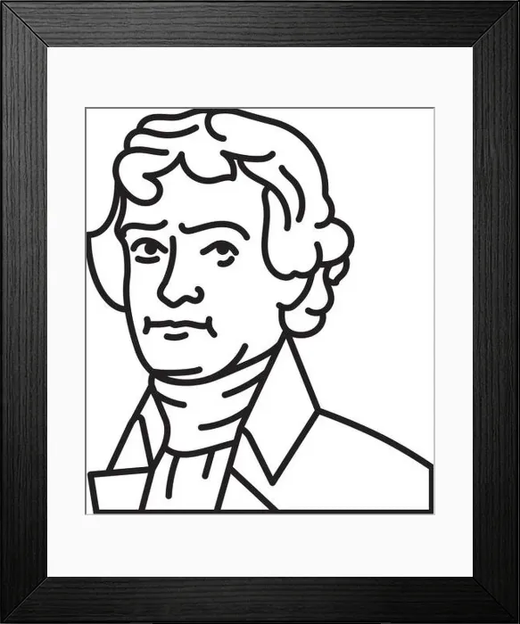 Framed Print : Former American President Thomas Jefferson isolated portrait vector line icon Framed Print : Former American President Thomas Jefferson isolated portrait vector line icon