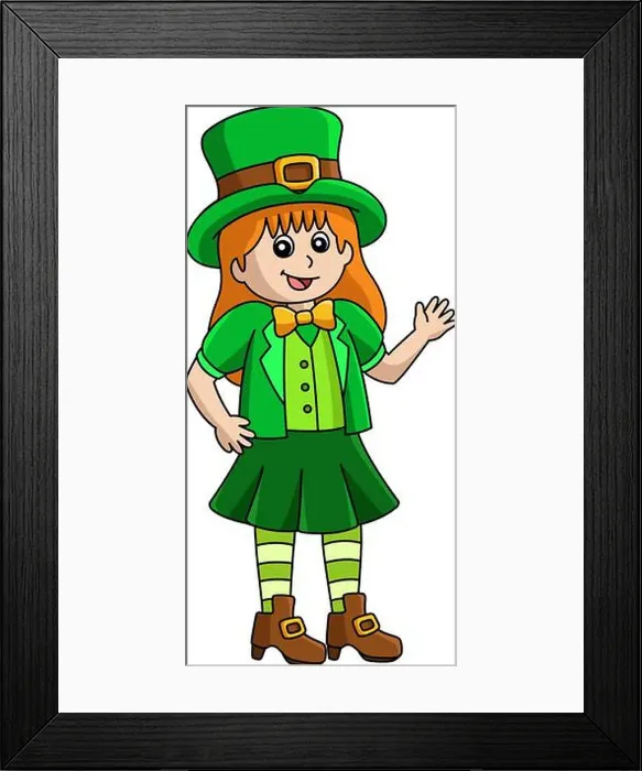 Framed Print : St. Patricks Day Leprechaun Girl Cartoon Clipart Framed Print : St. Patricks Day Leprechaun Girl Cartoon Clipart