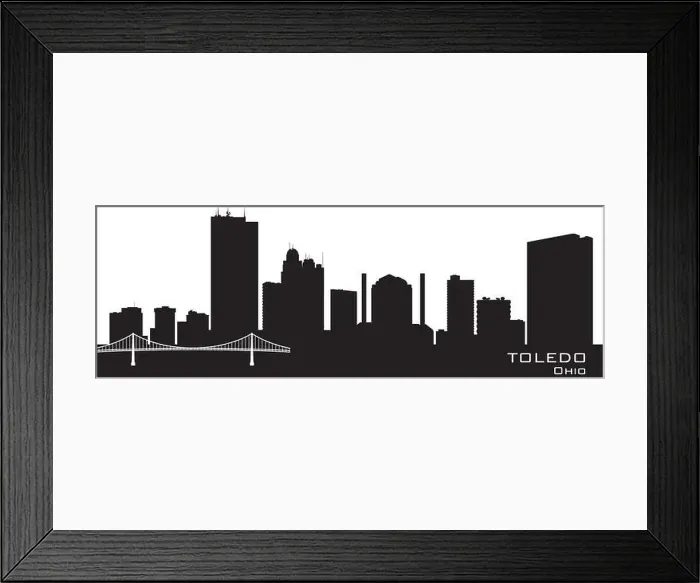 Framed Print : Toledo Ohio skyline Detailed vector silhouette Framed Print : Toledo Ohio skyline Detailed vector silhouette