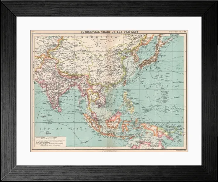 Framed Print : ASIA / EAST INDIES British India Siam French Indochina, 1912 antique map Framed Print : ASIA / EAST INDIES British India Siam French Indochina, 1912 antique map
