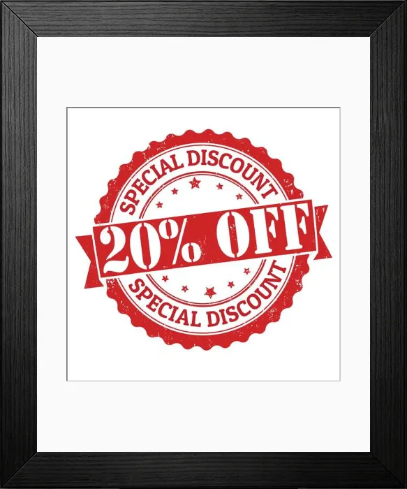 Framed Print : Special discount 20% off stamp Framed Print : Special discount 20% off stamp