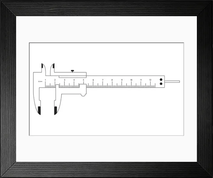 Framed Print : Vernier Caliper Black Outline isolated on a white background. EPS Vector Framed Print : Vernier Caliper Black Outline isolated on a white background. EPS Vector