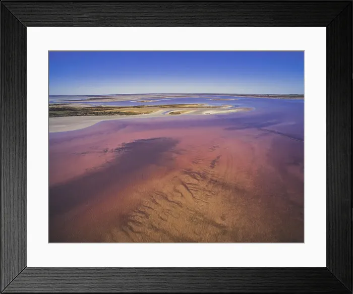 Framed Print : Shallow salt water patches of Lake Tyrrell, Victoria, Australia - aerial view