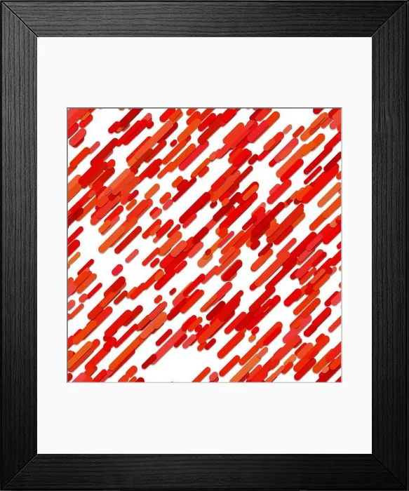 Framed Print : Modern seamless chaotic diagonal stripe pattern background - vector graphic from red rounded stripes on white background