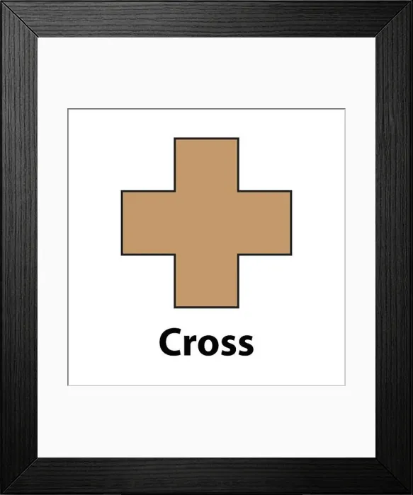 Framed Print : Cross geometric shape blue color vector Framed Print : Cross geometric shape blue color vector