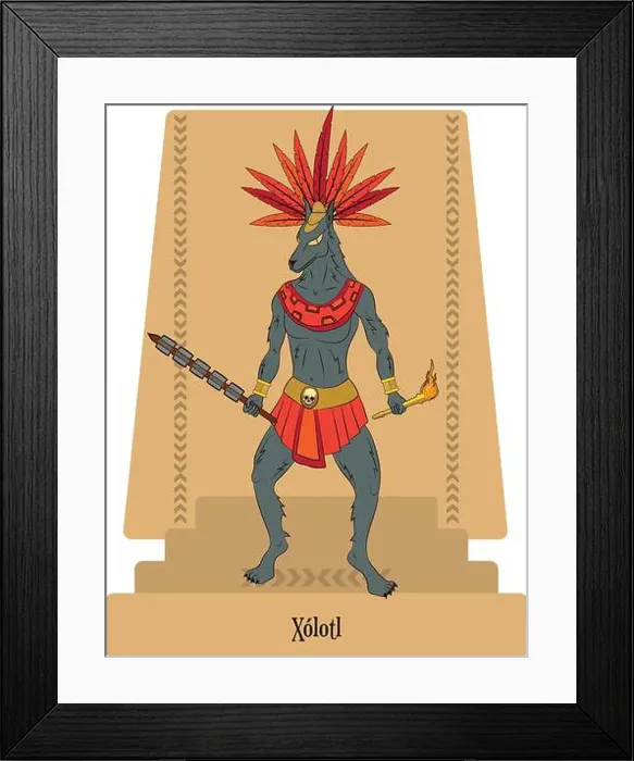 Framed Print : Illustration vector isolated of Aztec god Xolotl Framed Print : Illustration vector isolated of Aztec god Xolotl