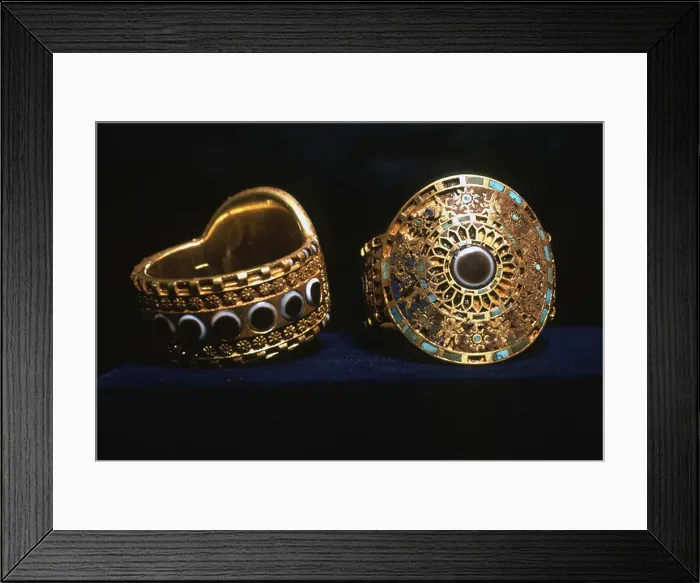 Framed Print : Gold bracelet for the treasures found in Assyrian palace in the Iraqi city of Nimrud Photograph taken in the Baghdad Framed Print : Gold bracelet for the treasures found in Assyrian palace in the Iraqi city of Nimrud Photograph taken in the Baghdad