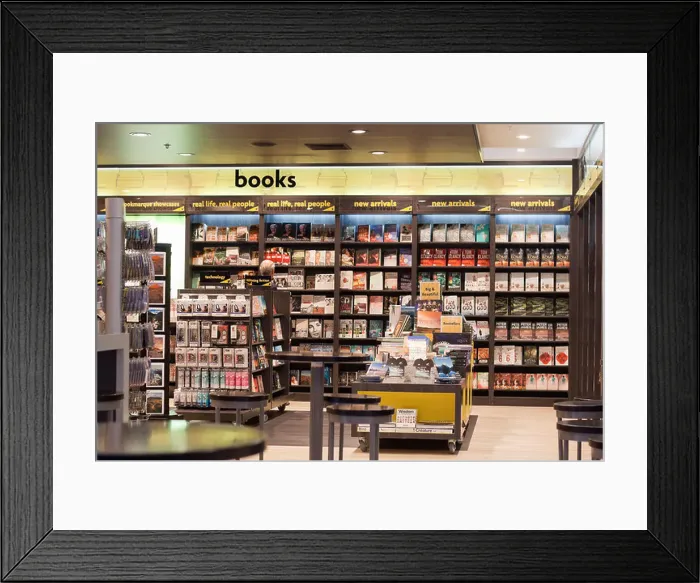 Framed Print : Bookshop in Auckland International Airport, New Zealand Framed Print : Bookshop in Auckland International Airport, New Zealand