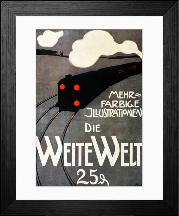 Framed Print : Weite Welt 1900 Art Nouveau poster for the German childrens magazine More Colourful Illustrations of the Wide World Framed Print : Weite Welt 1900 Art Nouveau poster for the German childrens magazine More Colourful Illustrations of the Wide World