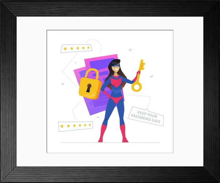 Framed Print : User verification metaphor flat design style vector illustration Framed Print : User verification metaphor flat design style vector illustration