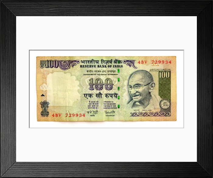 Framed Print : India 100 One Hundred Rupee Bank Note Framed Print : India 100 One Hundred Rupee Bank Note