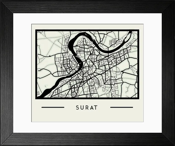 Framed Print : Abstract Surat City Map - Illustration as EPS 10 File Framed Print : Abstract Surat City Map - Illustration as EPS 10 File