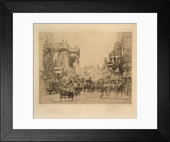 Framed Print : William Walcot, Covent Garden, Bow Street, c. 1913, etching and drypoint on laid paper
