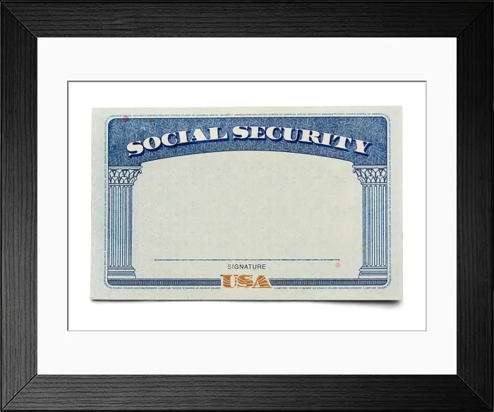 Framed Print : Blank Social Security Card Isolated on a White Background Framed Print : Blank Social Security Card Isolated on a White Background