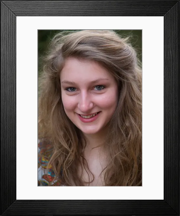 Framed Print : Model Released portrait of teenage girl with 1980s style hair Framed Print : Model Released portrait of teenage girl with 1980s style hair