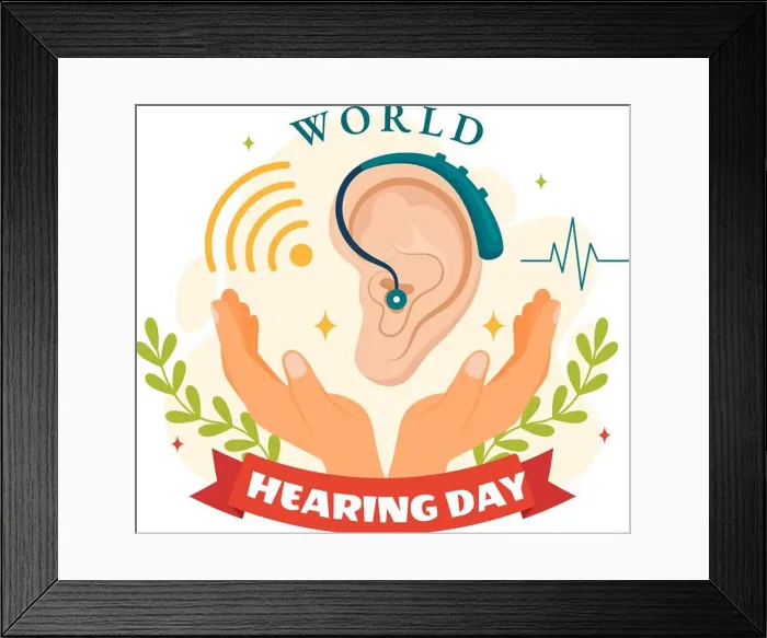 Framed Print : World Hearing Day Vector Illustration on 3 March to Raise Awareness on How to Prevent Deafness Framed Print : World Hearing Day Vector Illustration on 3 March to Raise Awareness on How to Prevent Deafness