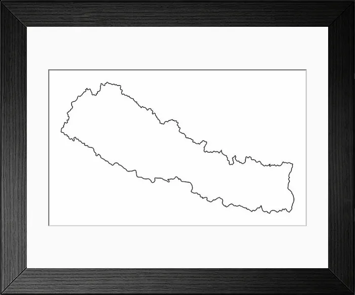 Framed Print : Nepal outline map isolated on white background Framed Print : Nepal outline map isolated on white background