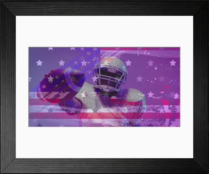 Framed Print : Image of african american american football player and flag of usa Framed Print : Image of african american american football player and flag of usa