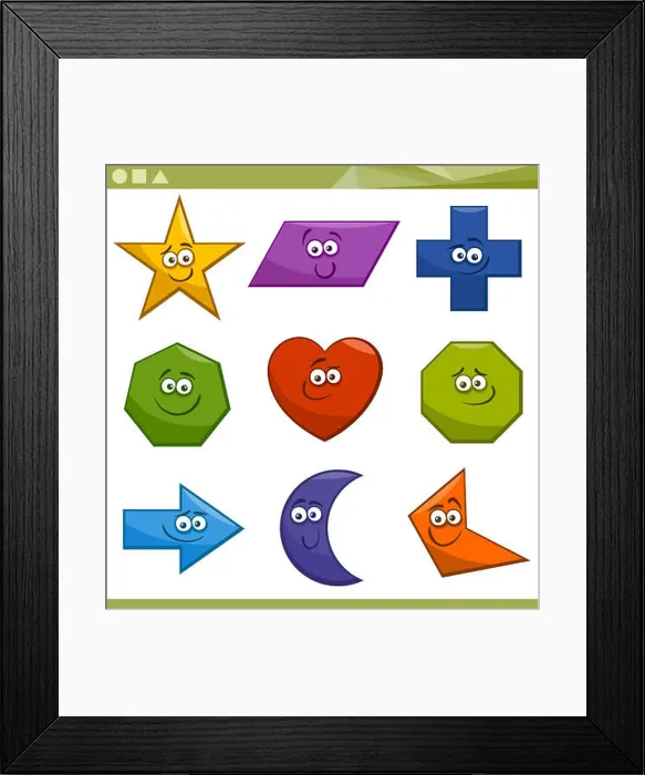 Framed Print : Cartoon Basic Geometric Shapes Framed Print : Cartoon Basic Geometric Shapes
