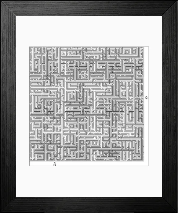 Framed Print : Difficult Vector Black and White Maze for Children Framed Print : Difficult Vector Black and White Maze for Children