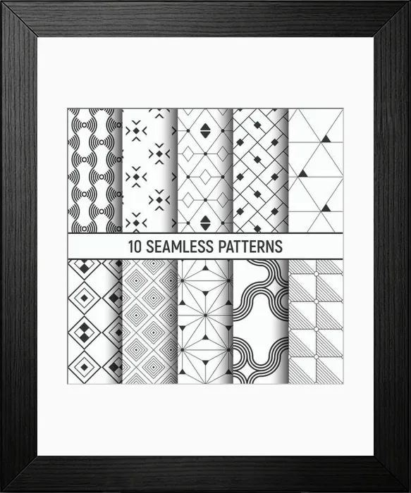 Framed Print : Set of ten seamless patterns. Abstract geometrical trendy vector backgrounds Framed Print : Set of ten seamless patterns. Abstract geometrical trendy vector backgrounds