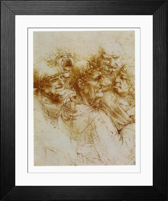 Framed Print : Leonardo da Vinci Five Grotesque Heads ca. 1490 Framed Print : Leonardo da Vinci Five Grotesque Heads ca. 1490
