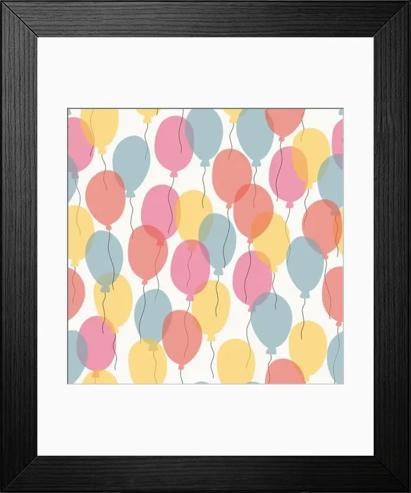 Framed Print : Seamless vector background Colorful balloons on a white background Framed Print : Seamless vector background Colorful balloons on a white background