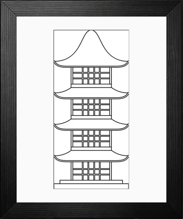 Framed Print : Japan temple icon. Outline illustration of japan temple vector icon for web design isolated on white background Framed Print : Japan temple icon. Outline illustration of japan temple vector icon for web design isolated on white background