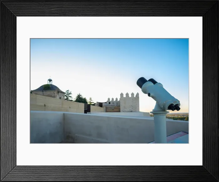 Framed Print : Touristic telescope at Alcazaba of Badajoz, an ancient Moorish citadel, Extremadura, Spain. Sunset Framed Print : Touristic telescope at Alcazaba of Badajoz, an ancient Moorish citadel, Extremadura, Spain. Sunset