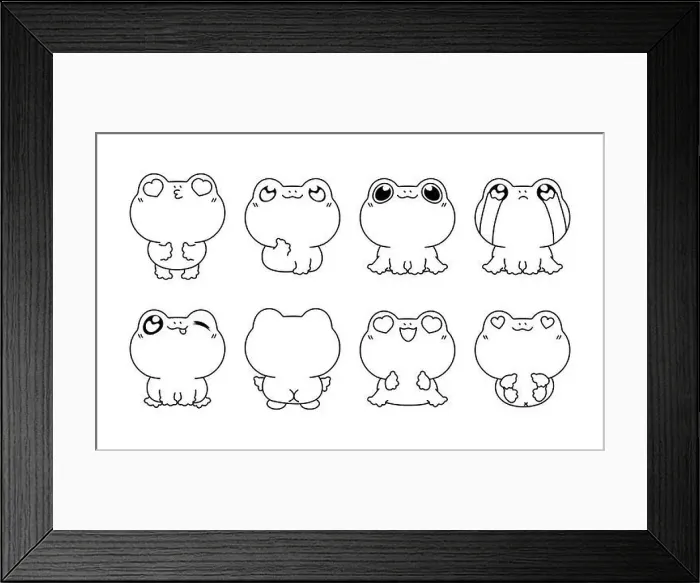 Framed Print : Set of Kawaii Isolated Frog Coloring Page Framed Print : Set of Kawaii Isolated Frog Coloring Page