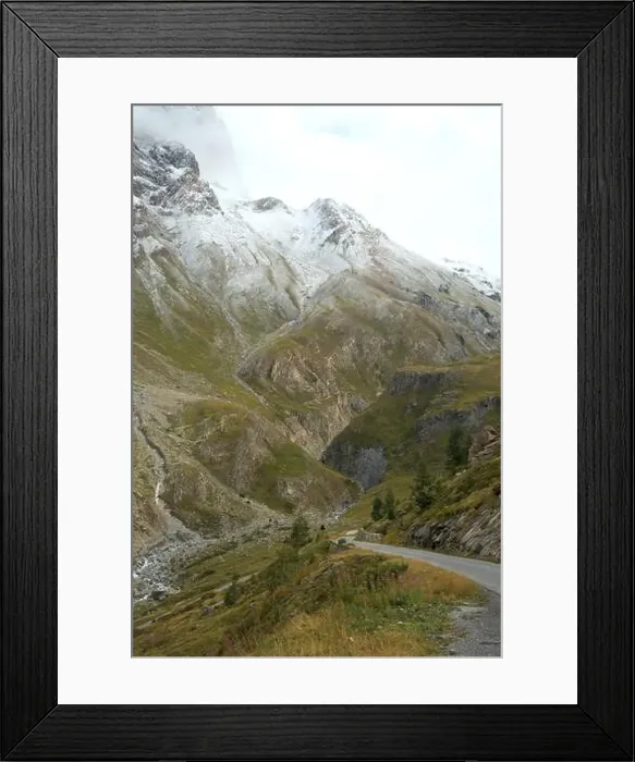 Framed Print : Serene Drive Along Col de l'Iseran's Rugged Terrain Framed Print : Serene Drive Along Col de l'Iseran's Rugged Terrain