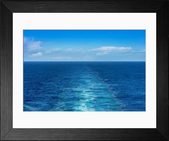 Framed Print : Ocean view from the stern of a cruise ship with the ship's wake