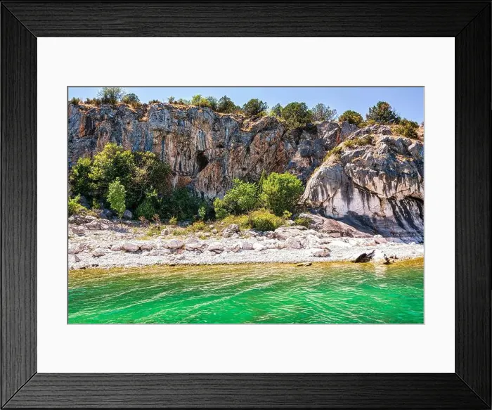 Framed Print : The rocky shoreline of Megali Prespa Lake in Greece Framed Print : The rocky shoreline of Megali Prespa Lake in Greece