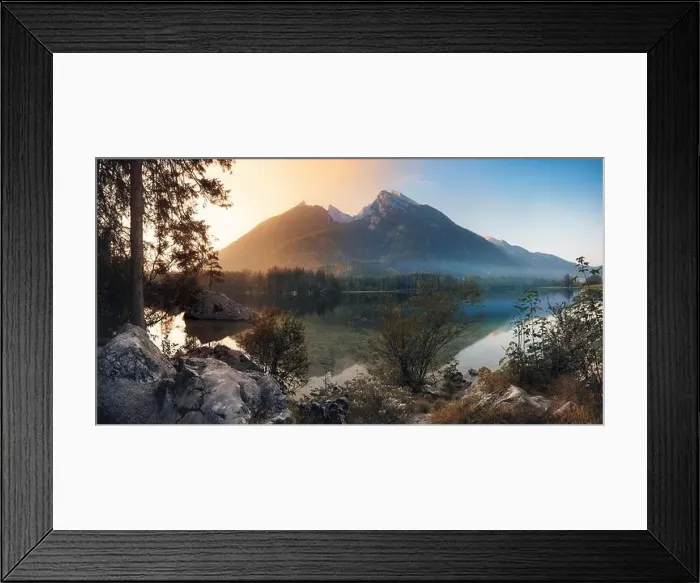 Framed Print : Majestic mountains in the German Alps reflected in a scenic lake at sunrise Framed Print : Majestic mountains in the German Alps reflected in a scenic lake at sunrise