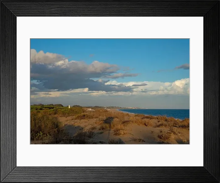 Framed Print : sand dunes at the beach near Isla Cristina at the Costa de la Luz in Andalusia Framed Print : sand dunes at the beach near Isla Cristina at the Costa de la Luz in Andalusia