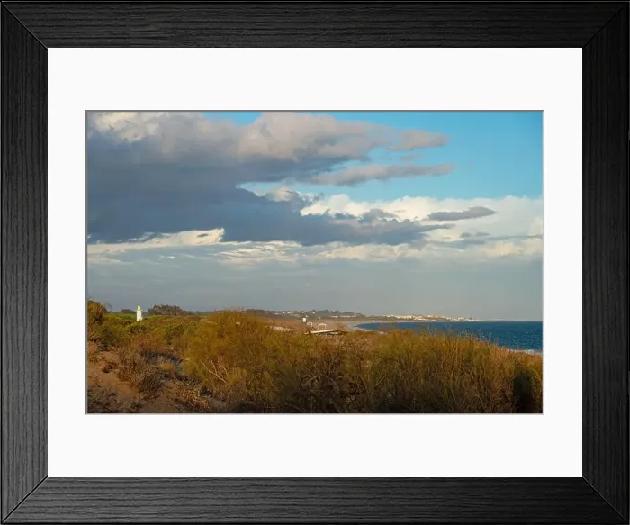 Framed Print : sand dunes at the beach near Isla Cristina at the Costa de la Luz in Andalusia Framed Print : sand dunes at the beach near Isla Cristina at the Costa de la Luz in Andalusia