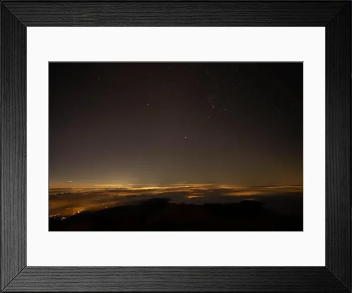 Framed Print : Starry Night Sky Over Clouds Illuminated by Distant City Lights Framed Print : Starry Night Sky Over Clouds Illuminated by Distant City Lights