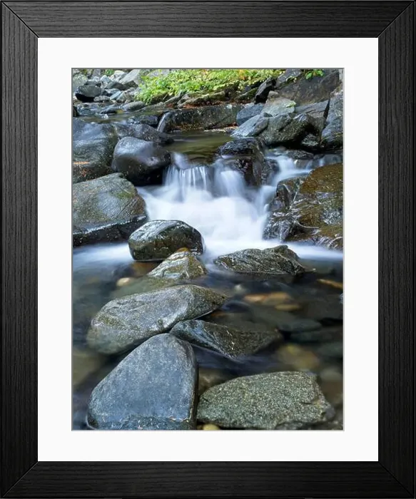 Framed Print : The cascading water of Lightning Creek located in north Idaho
