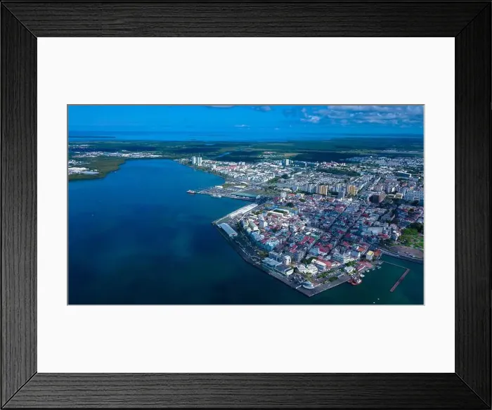 Framed Print : Aerial View to the Pointe-à-Pitre city center in Guadeloupe island, overseas region and department of France Framed Print : Aerial View to the Pointe-à-Pitre city center in Guadeloupe island, overseas region and department of France