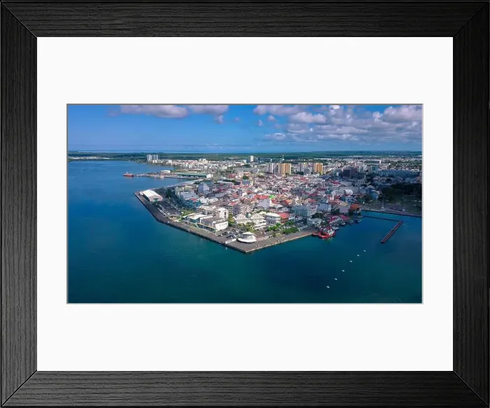 Framed Print : Aerial View to the Pointe-à-Pitre city center in Guadeloupe island, overseas region and department of France Framed Print : Aerial View to the Pointe-à-Pitre city center in Guadeloupe island, overseas region and department of France