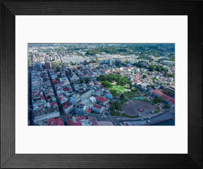 Framed Print : Aerial View to the Pointe-à-Pitre city center in Guadeloupe island, overseas region and department of France Framed Print : Aerial View to the Pointe-à-Pitre city center in Guadeloupe island, overseas region and department of France
