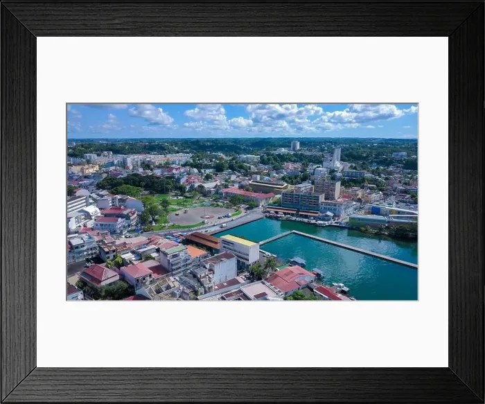 Framed Print : Aerial View to the Pointe-à-Pitre city center in Guadeloupe island, overseas region and department of France Framed Print : Aerial View to the Pointe-à-Pitre city center in Guadeloupe island, overseas region and department of France