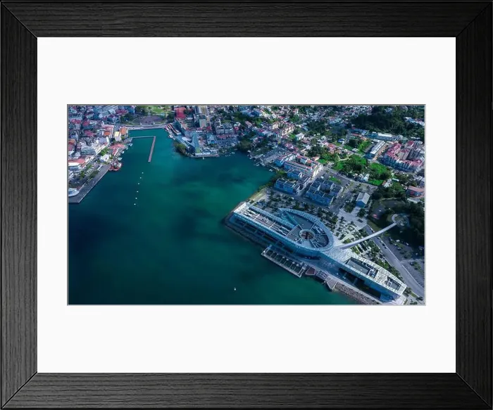 Framed Print : Aerial View to the Pointe-à-Pitre city center in Guadeloupe island, overseas region and department of France