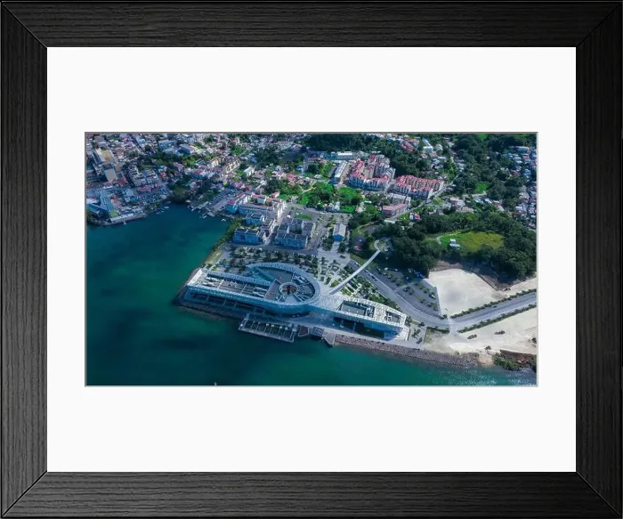 Framed Print : Aerial View to the Pointe-à-Pitre city center in Guadeloupe island, overseas region and department of France Framed Print : Aerial View to the Pointe-à-Pitre city center in Guadeloupe island, overseas region and department of France