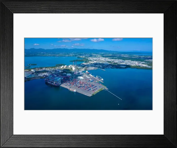 Framed Print : Aerial View to the Pointe-à-Pitre city center in Guadeloupe island, overseas region and department of France Framed Print : Aerial View to the Pointe-à-Pitre city center in Guadeloupe island, overseas region and department of France